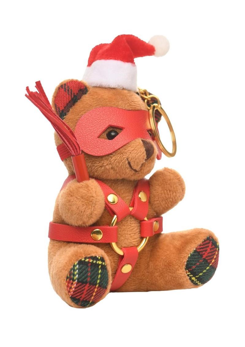 Master Series Holiday Bondage Bear Keychain - Brown/Green/Red