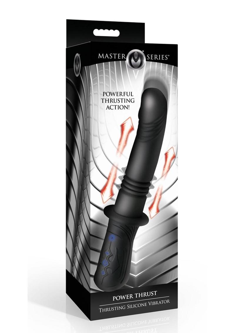 Master Series Power Thrust Rechargeable Thrusting Silicone Vibrator - Black