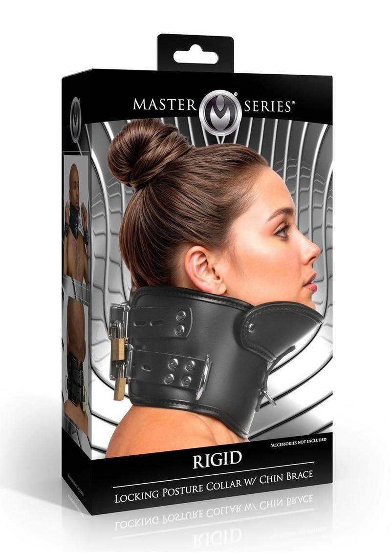 Master Series Rigid Locking Posture Collar with Chin Brace - Black