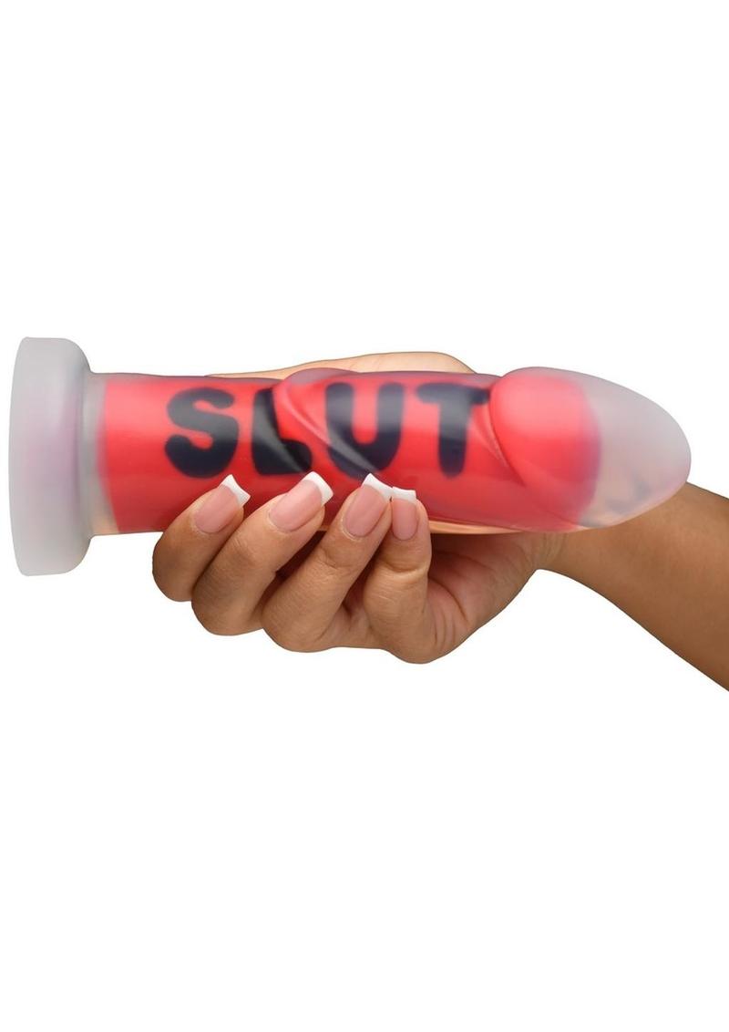 Master Series Slut Silicone Dildo - Black/Clear/Red