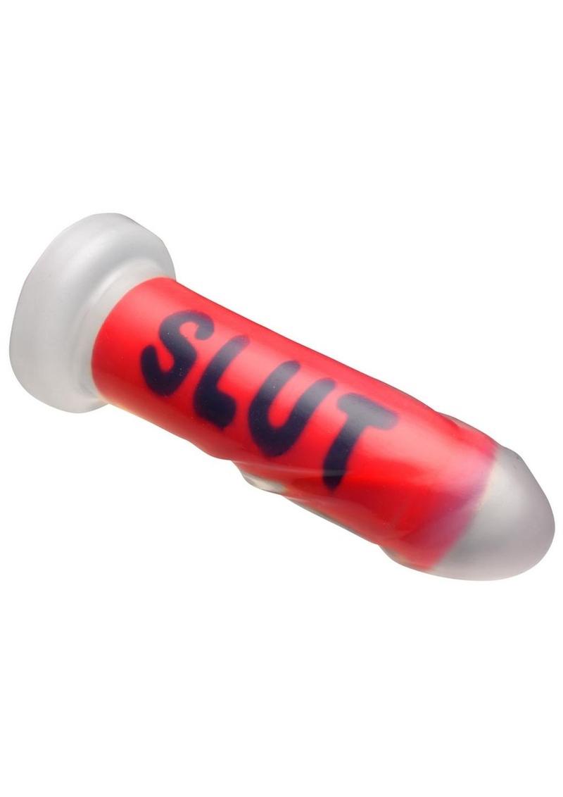 Master Series Slut Silicone Dildo - Black/Clear/Red