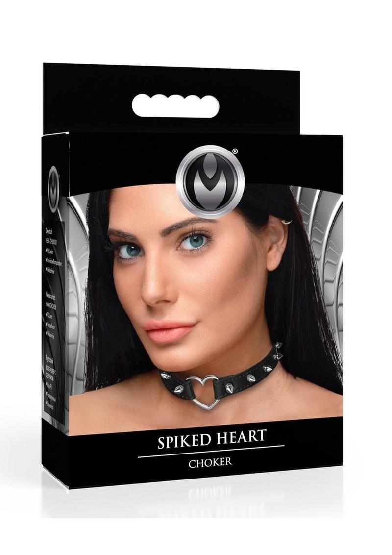 Master Series Spiked Heart Choker - Black/Metal