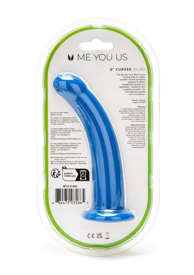 ME YOU US Blue Curved Silicone Dildo