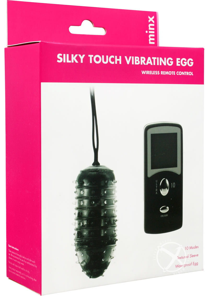 Minx Silky Touch Vibrating Egg with Remote Control - Black/Pink