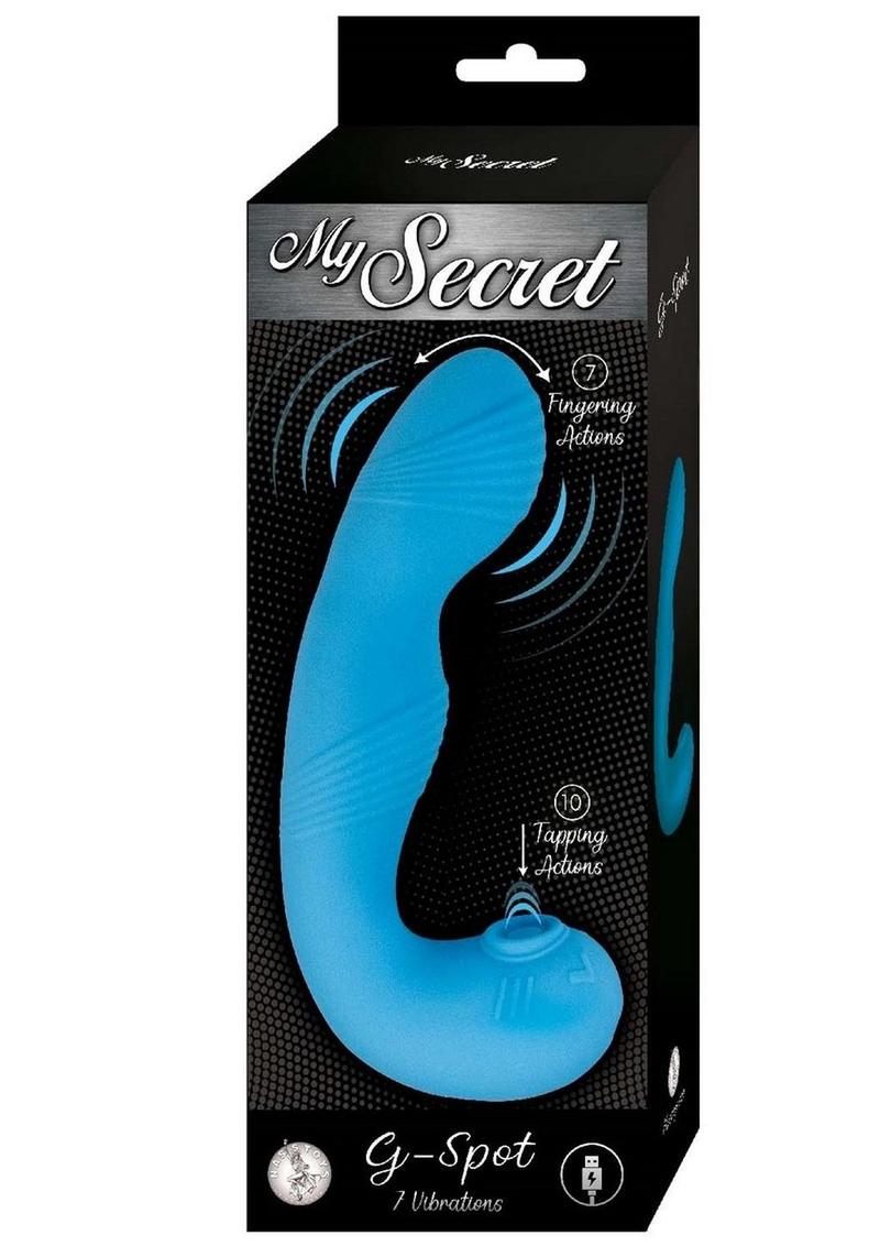 My Secret G-Spot Rechargeable Silicone Vibrator with Clitoral Stimulator - Blue