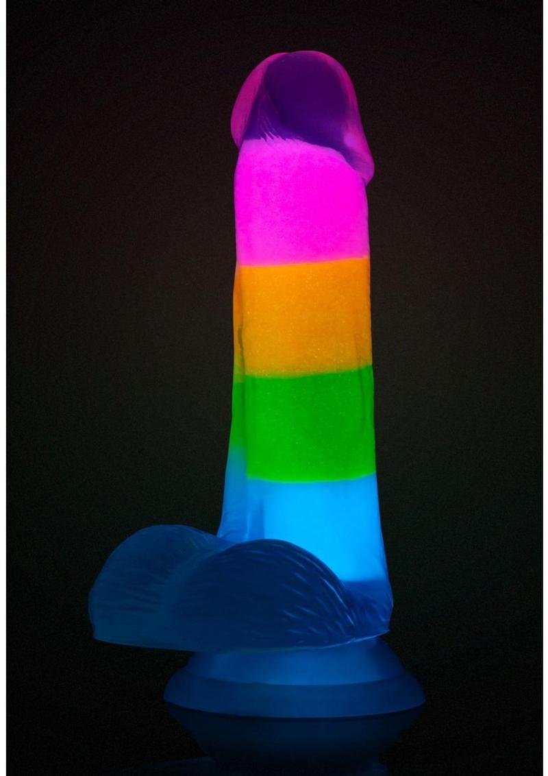 Neo Elite Glow In The Dark Silicone Rainbow Rave Dildo