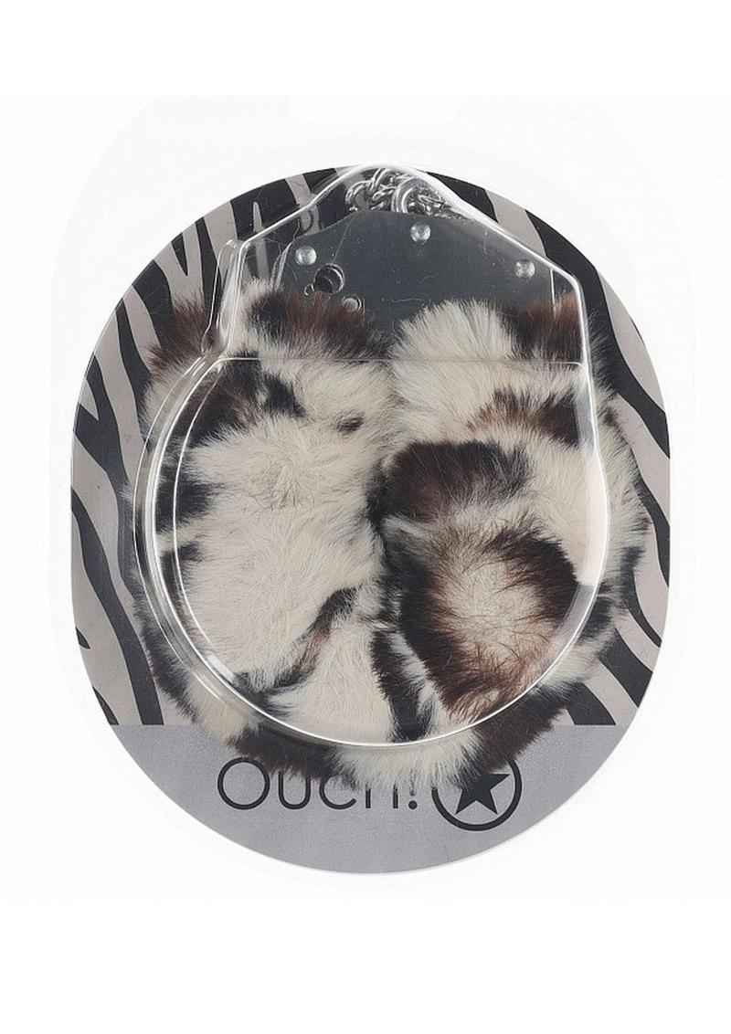 Ouch! Heavy-Duty Fluffy Handcuffs - Snowleopard - Animal Print