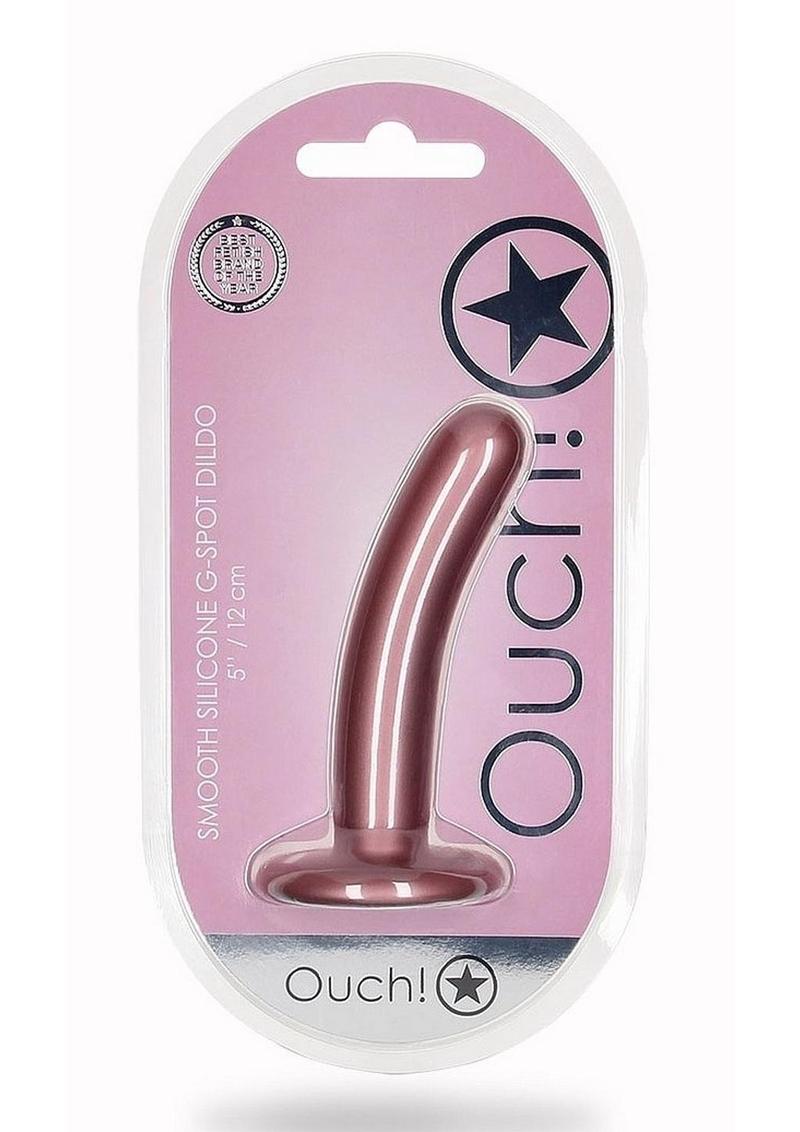 Ouch! Smooth G-Spot Silicone Dildo 5in - Metallic - Rose Gold