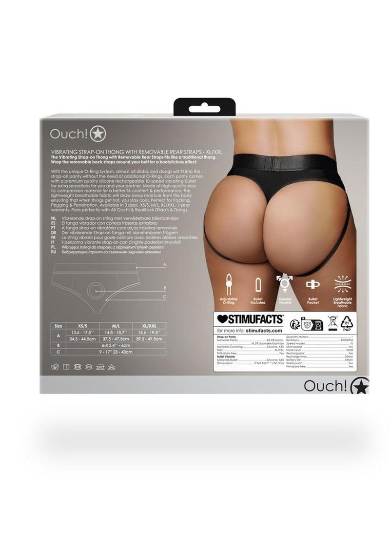 Ouch! Vibrating Strap-On Thong with Removable Butt Straps Rechargeable