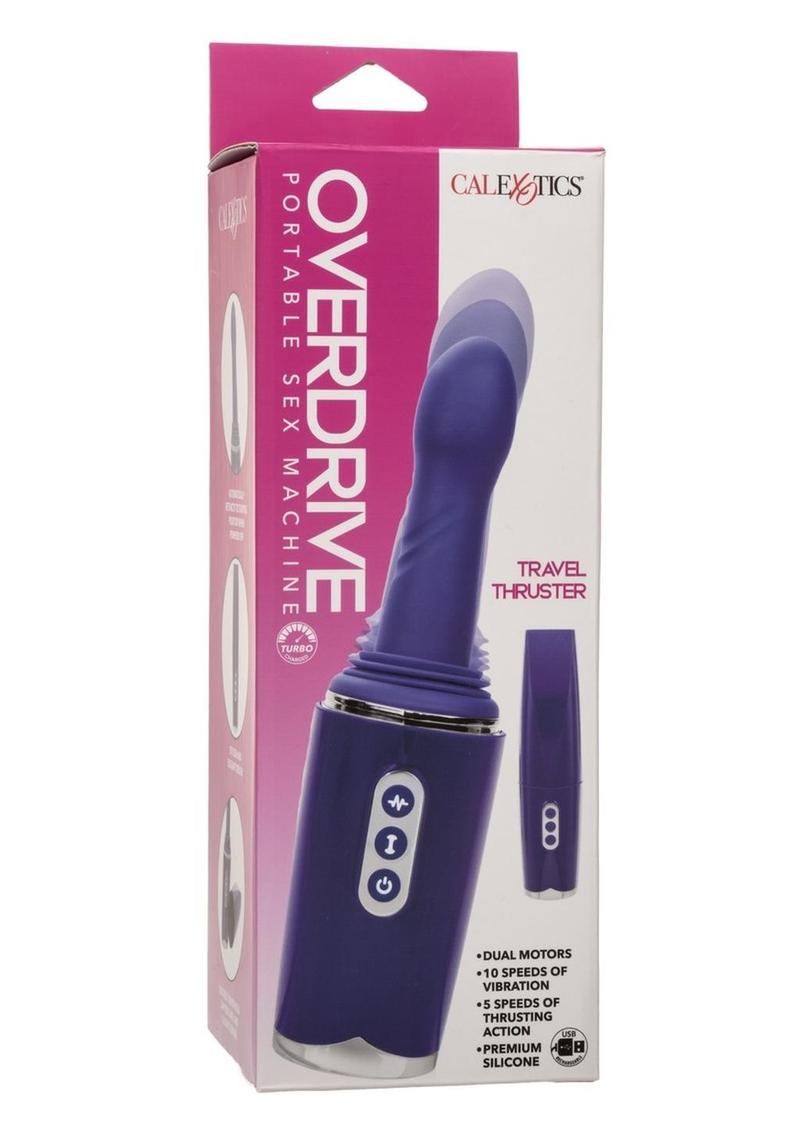 Overdrive Portable Sex Machine Travel Thruster Rechargeable Silicone Vibrator - Purple