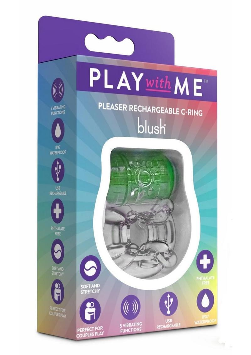 Play with Me Pleaser Rechargeable Cock Ring - Green/Neon Green