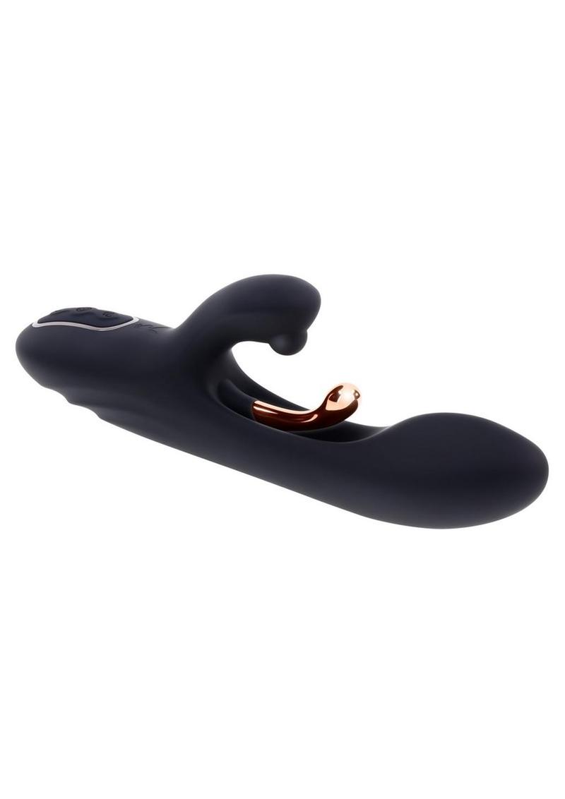 Playboy Aureus Rechargeable Silicone Triple Motor Vibrator with Remote Control - Black