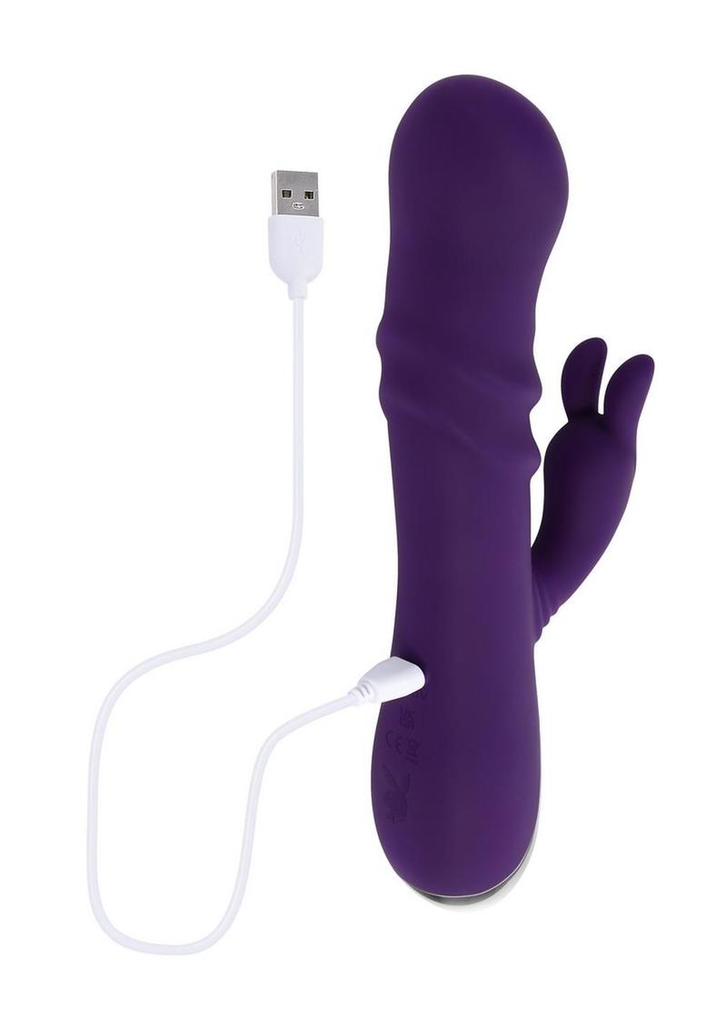 Playboy Bunny Punch Rechargeable Silicone Rabbit Vibrator with Twirly G-Spot Head