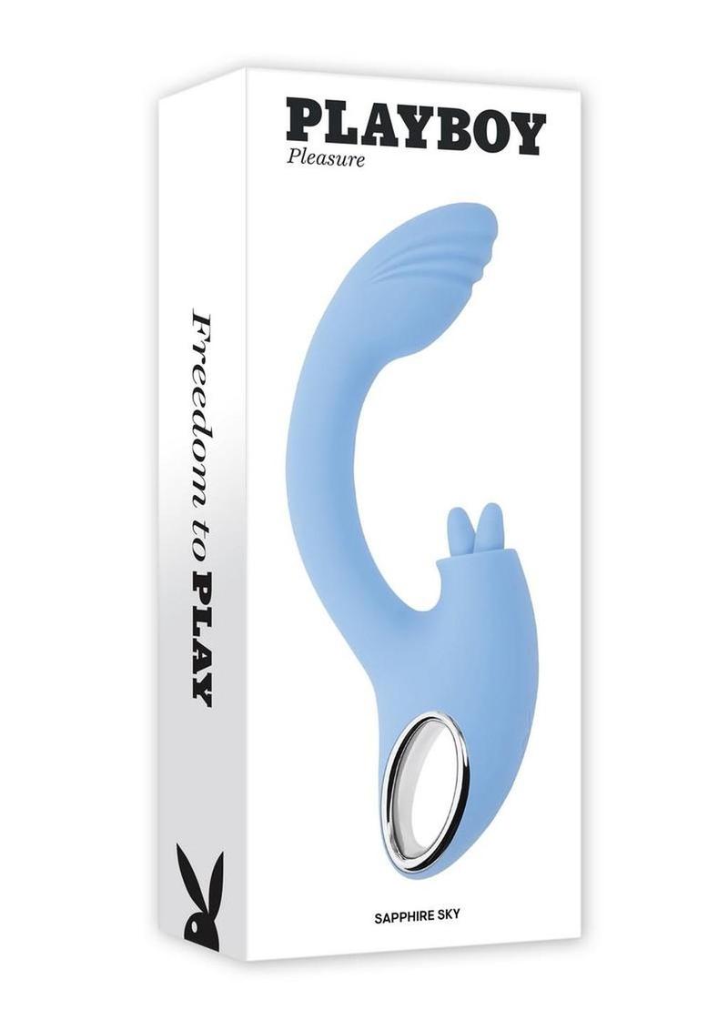 Playboy Sapphire Sky Rechargeable Silicone Dual Vibrator - Blue