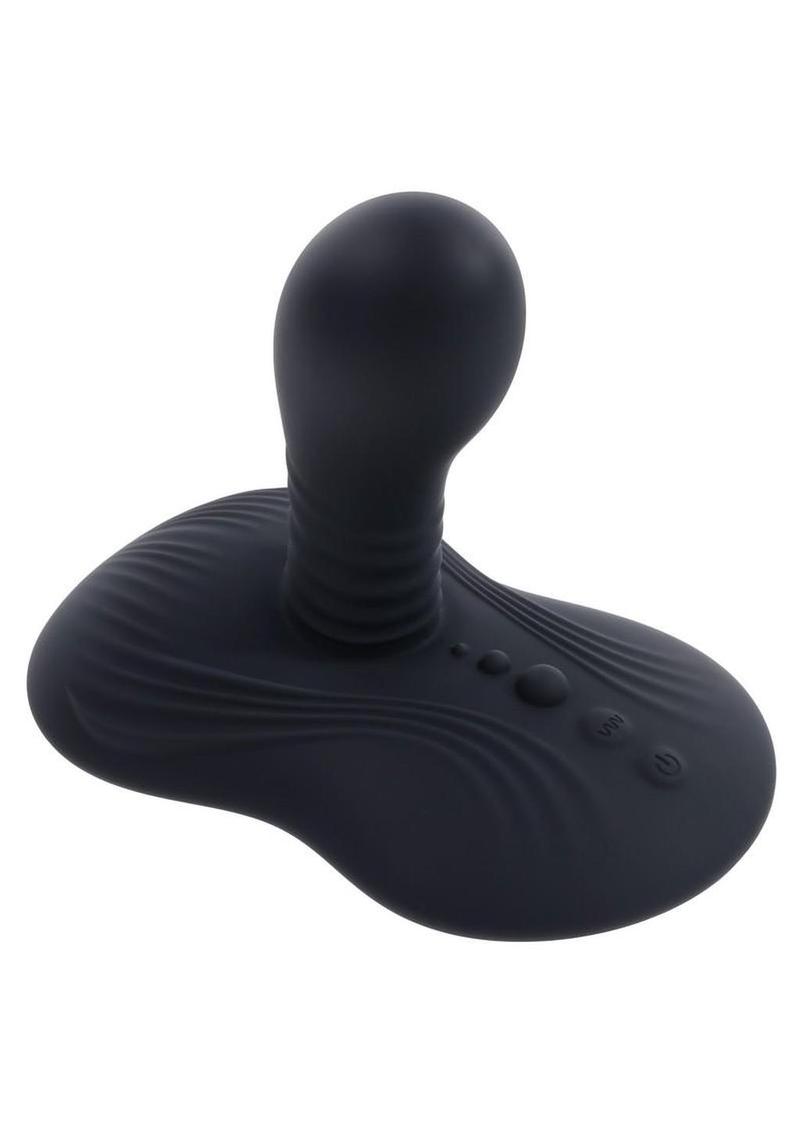 Playboy Sittin and Spinnin Rechargeable Silicone Vibrator with Remote Control - Black