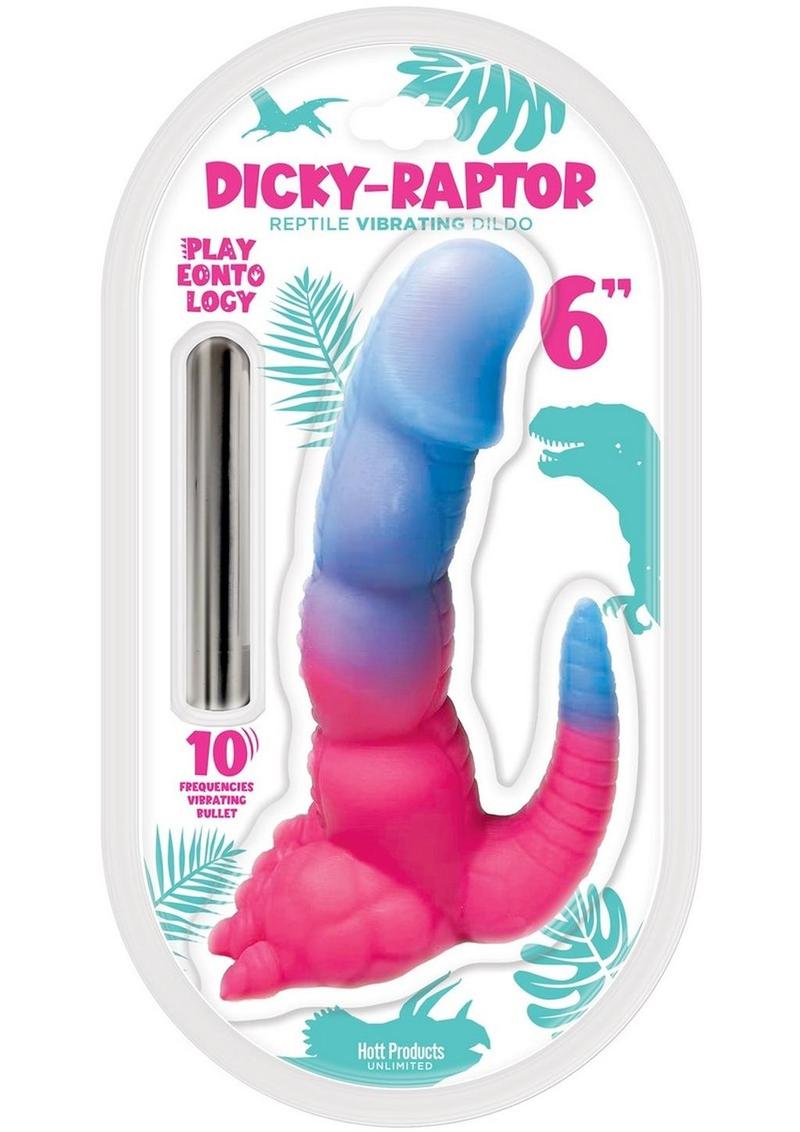 Playeontology Series Dicky Raptor Rechargeable Silicone Vibrating Dildo - Multicolor - 6in