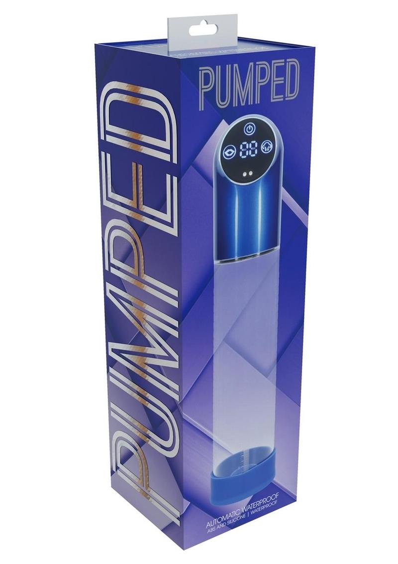 Pumped Automatic Waterproof Rechargeable Silicone Penis Pump - Blue/Metal