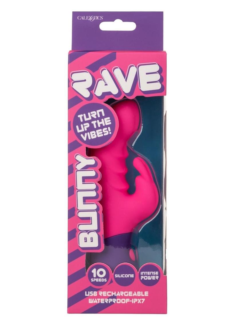 Rave Bunny Rechargeable Silicone Rabbit Vibrator - Pink/Purple