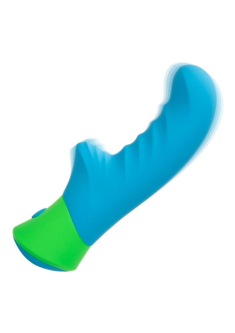 Rave Ridged-G Rechargeable Silicone G-Spot Vibrator - Blue/Green