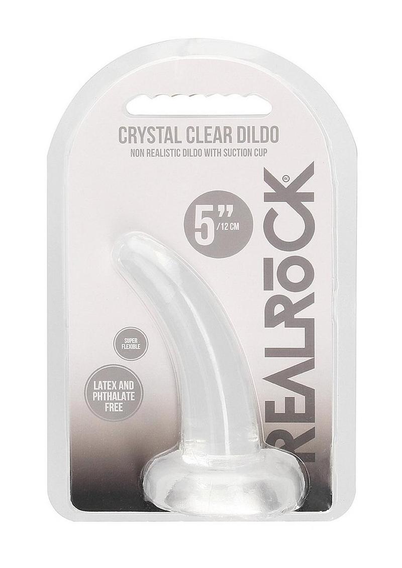 Realrock Crystal Clear Non Realistic Dildo with Suction Cup - Clear - 4.7in