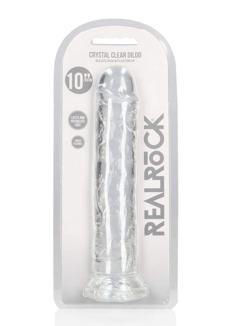 Realrock Crystal Clear Straight No Balls Dildo - Clear - 10in