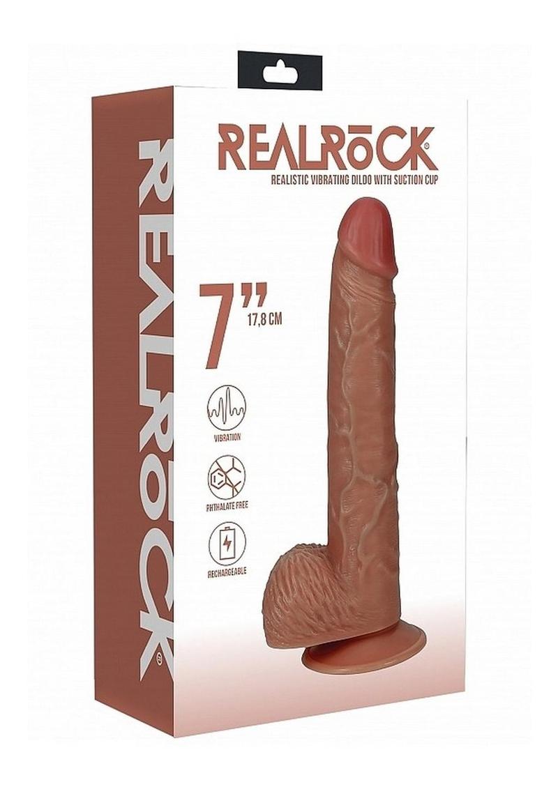 Realrock Vibrating Cock with Balls Regular Straight - Caramel - 7in