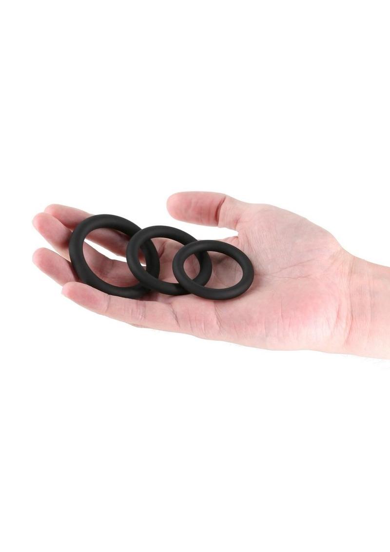 Renegade Slim Silicone Rings - Black - 3pc/Set