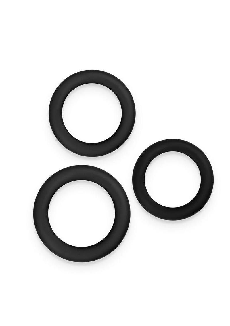 Renegade Slim Silicone Rings - Black - 3pc/Set