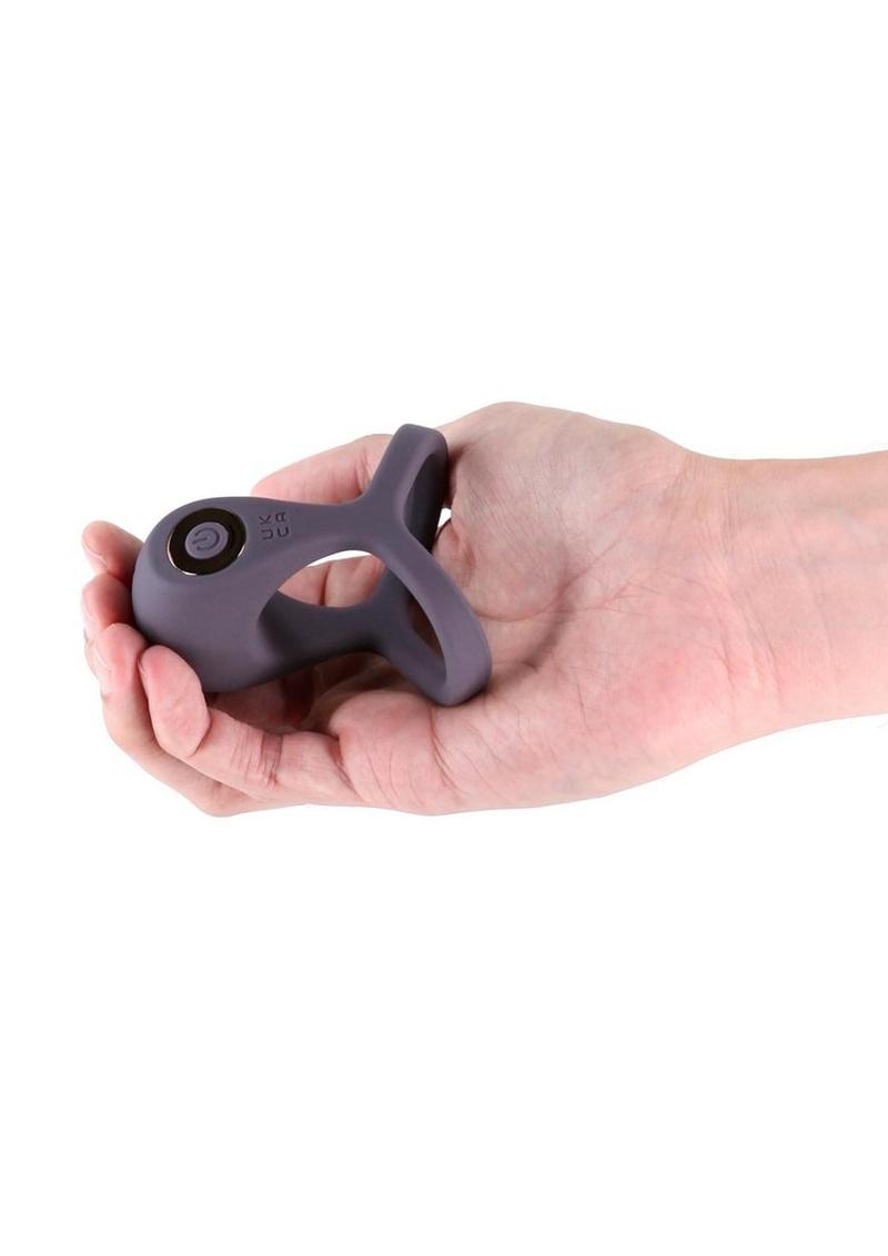 Renegade Valiant Rechargeable Silicone Cock and Ball Ring - Gray/Grey