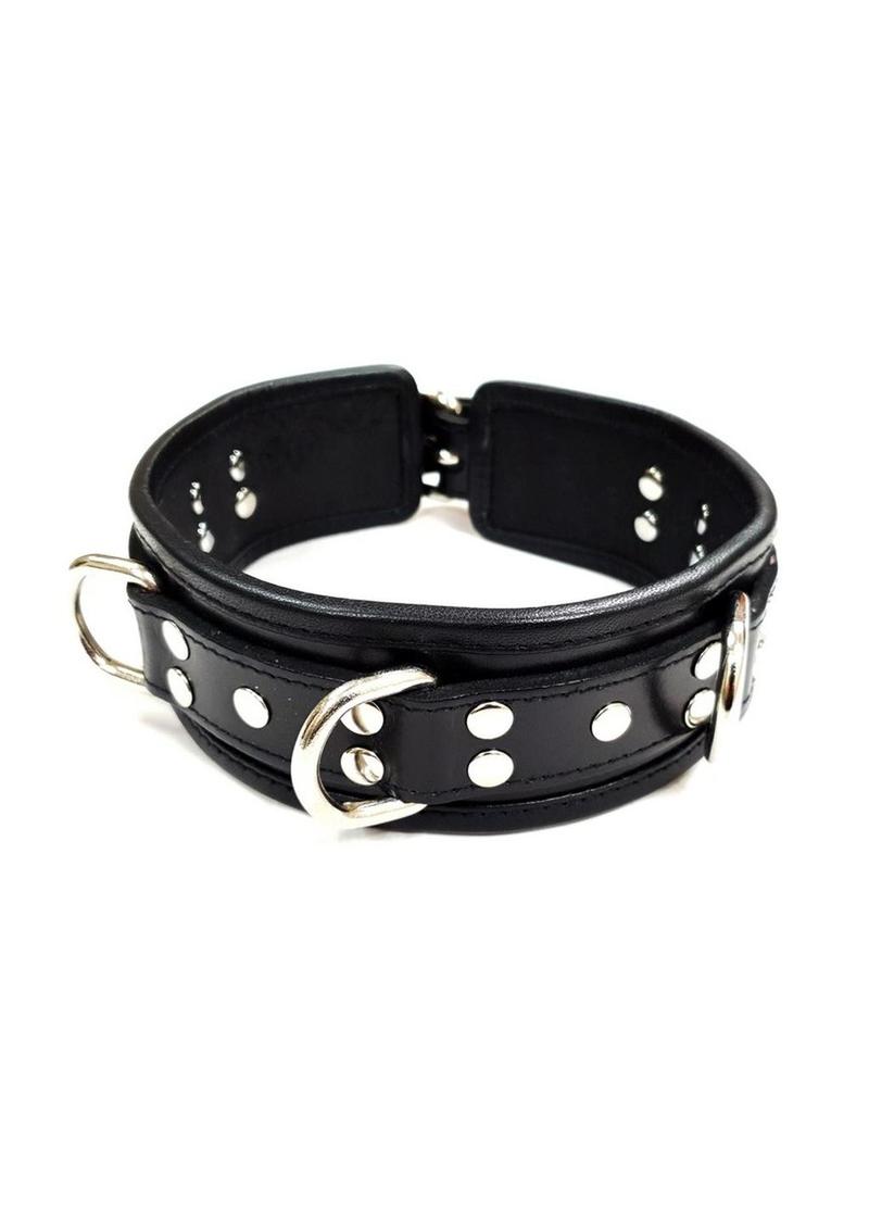 Rouge 5 D Ring Leather Collar - Black