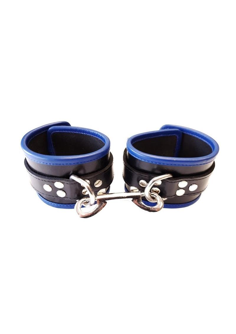 Rouge Leather Ankle Cuffs - Black/Blue