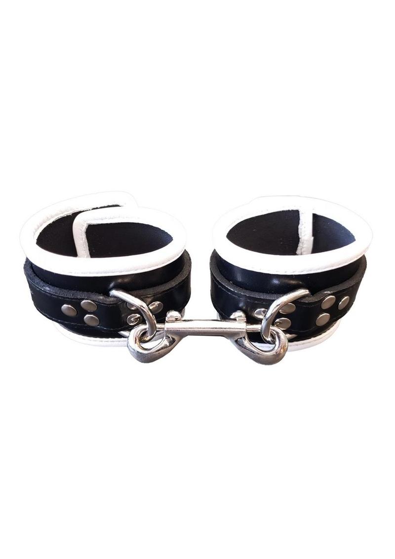 Rouge Leather Ankle Cuffs - Black/White