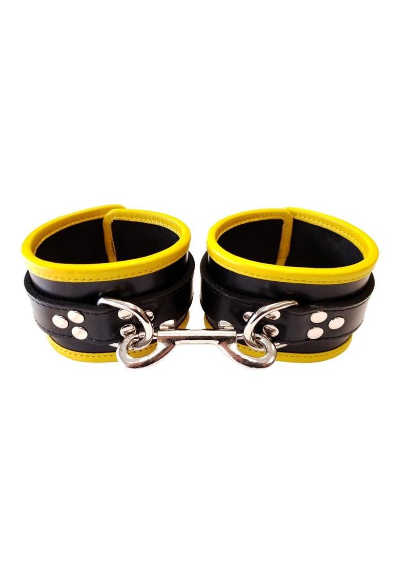 Rouge Leather Ankle Cuffs - Black/Yellow