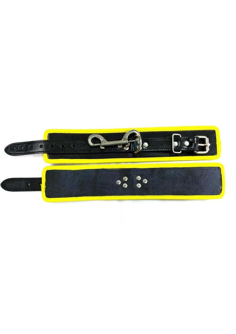 Rouge Leather Ankle Cuffs - Black/Yellow