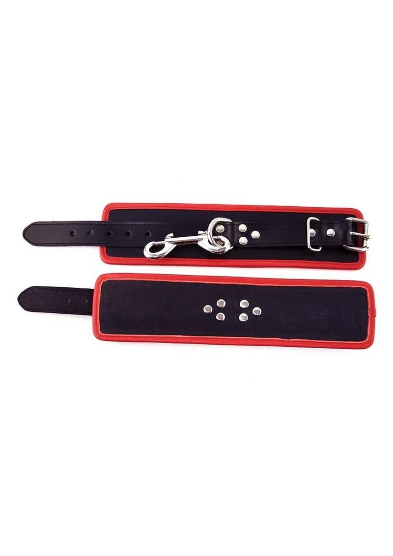 Rouge Leather Wrist Cuffs - Black/Red