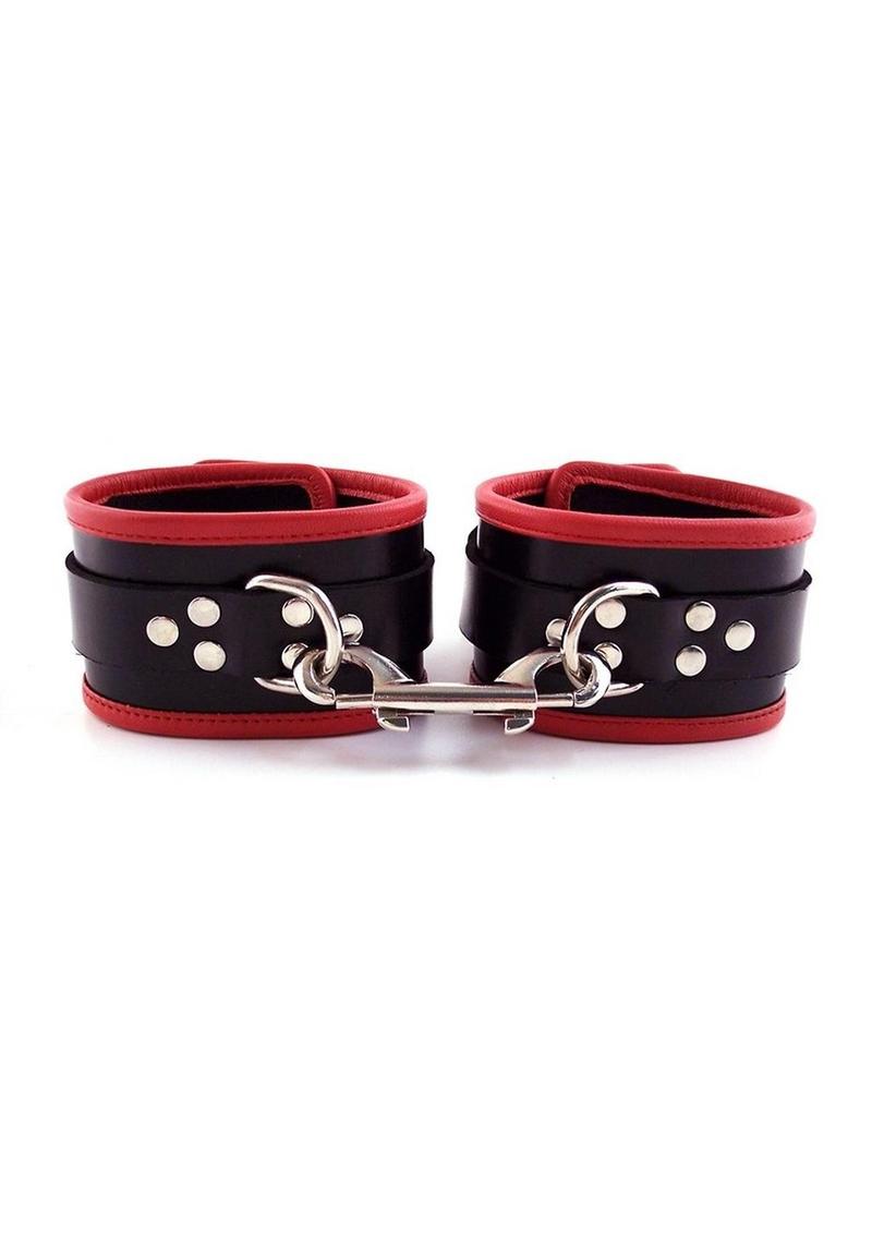 Rouge Leather Wrist Cuffs - Black/Red