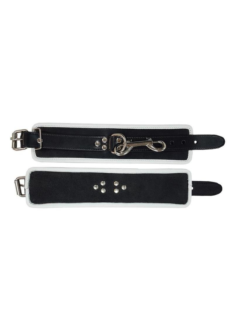 Rouge Leather Wrist Cuffs - Black/White