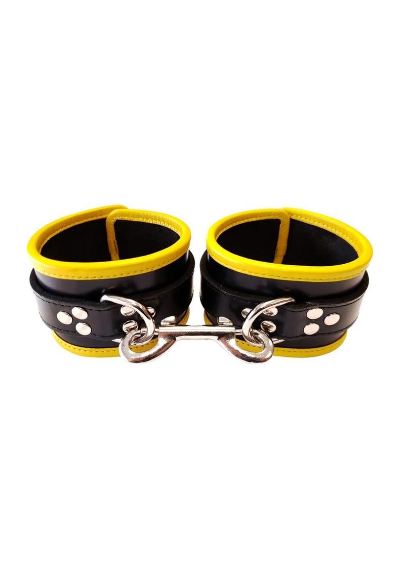 Rouge Leather Wrist Cuffs - Black/Yellow