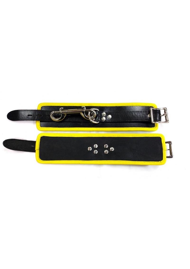 Rouge Leather Wrist Cuffs - Black/Yellow