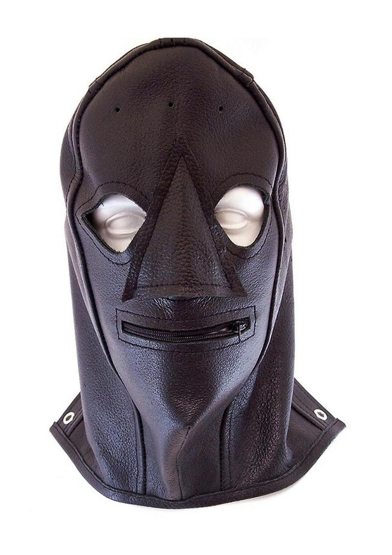 Rouge Leather Zip Mask - Black