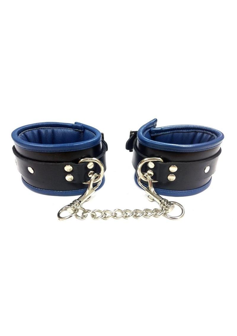 Rouge Padded Leather Wrist Cuffs - Black/Blue