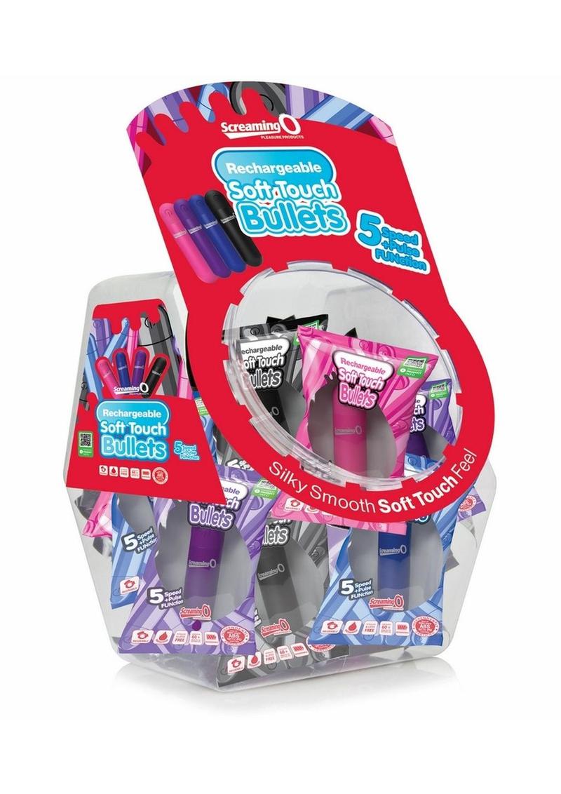 Screaming O Soft Touch Rechargeable Bullets (24 Per Pop - Assorted Colors - Bowl