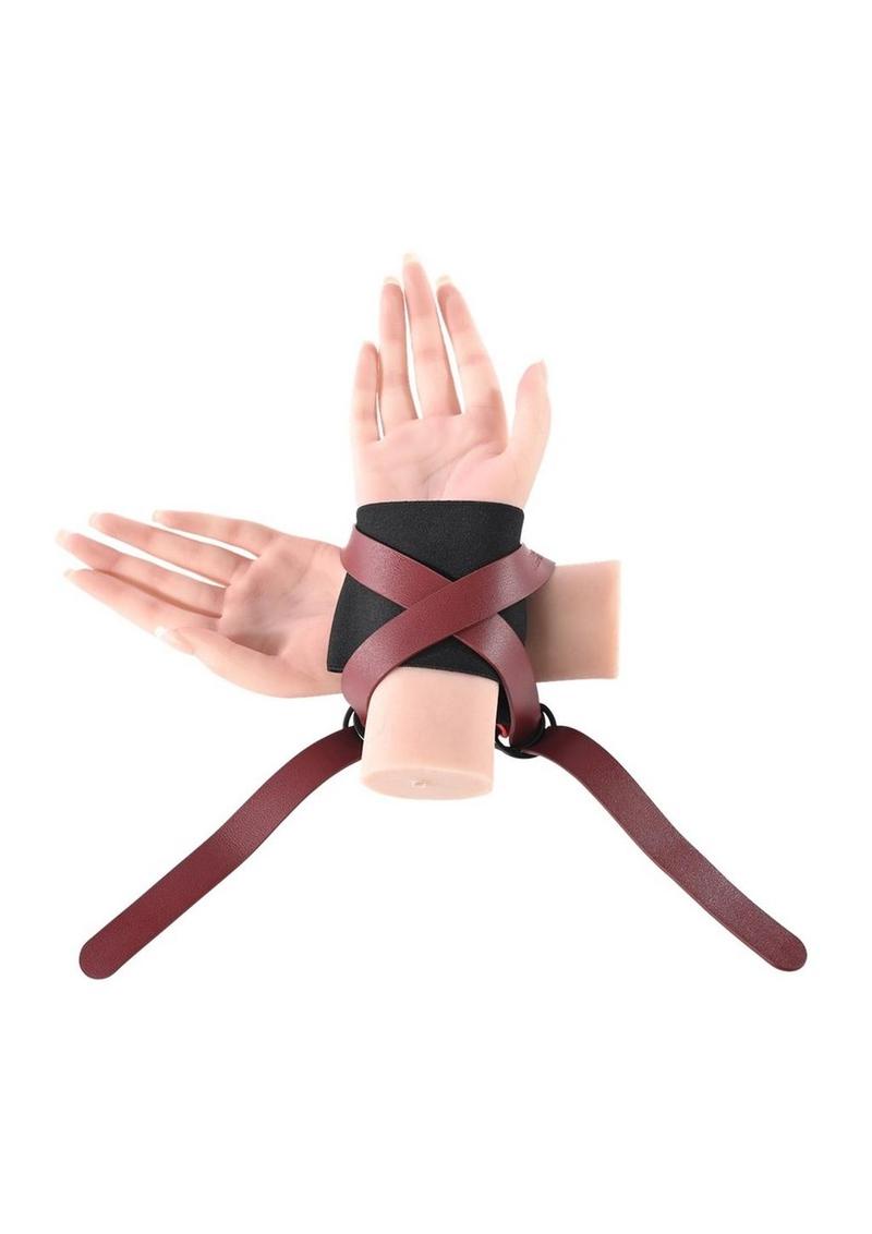 Sex and Mischief Ex's Andamp; Oh's Cross Cuffs - Black/Red