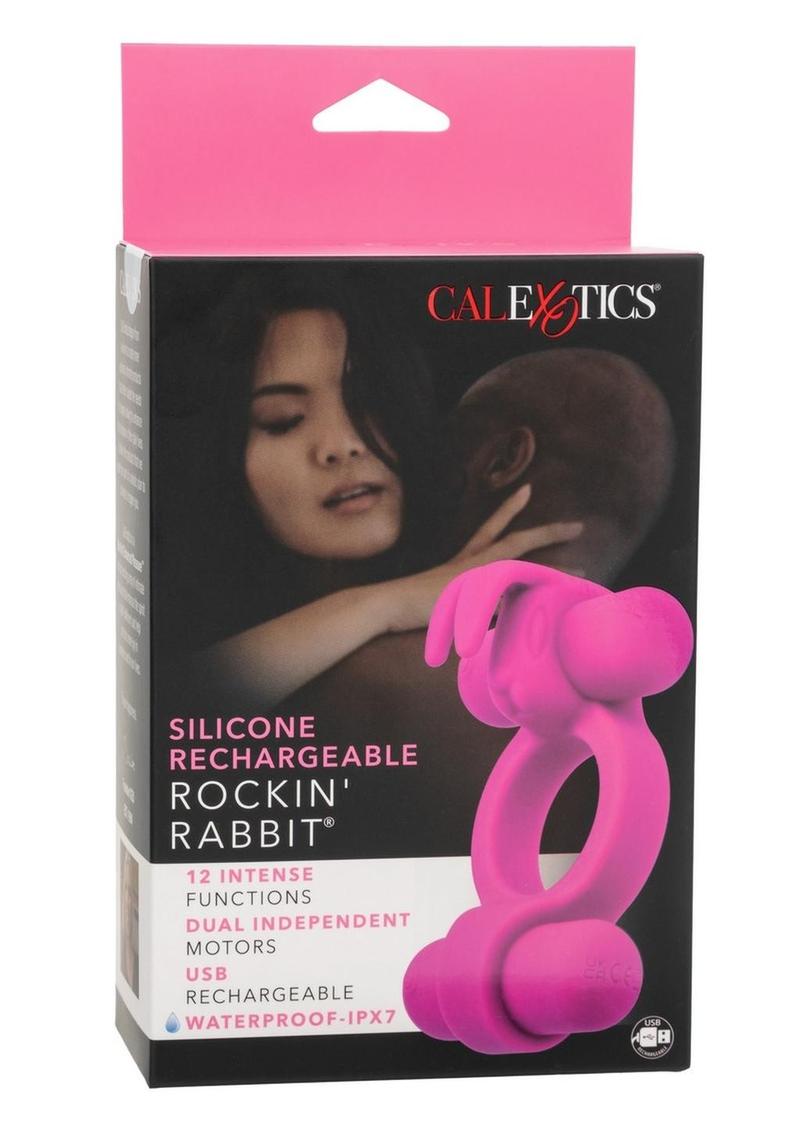 Silicone Rechargeable Rockin' Rabbit Cock Ring - Pink