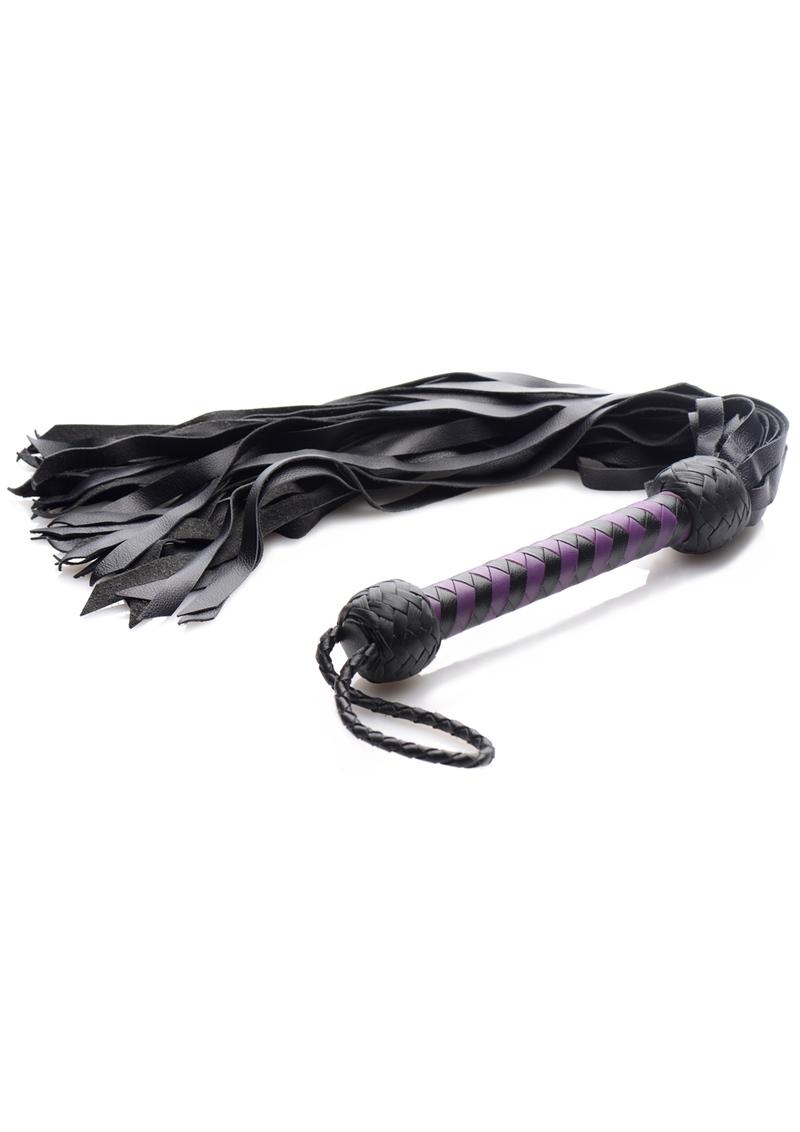 Strict Leather Purple and Black Handle Deerskin Flogger - Black/Purple