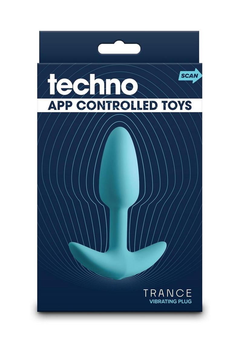 Techno Trance Rechargeable Silicone App Compatible Anal Plug - Blue