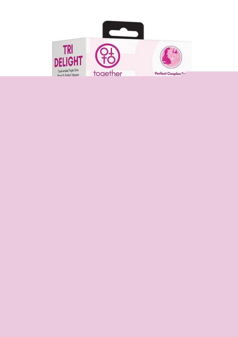 Together Tri Delight Dual-Ended Rechargeable Silicone Triple Stim Wand and Rabbit Vibrator - Pink