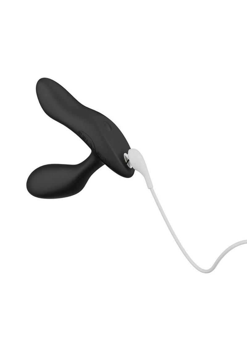 We-Vibe Vector+ Rechargeable Silicone Vibrating Prostate Massager with Remote Control - Black/Charcoal Black