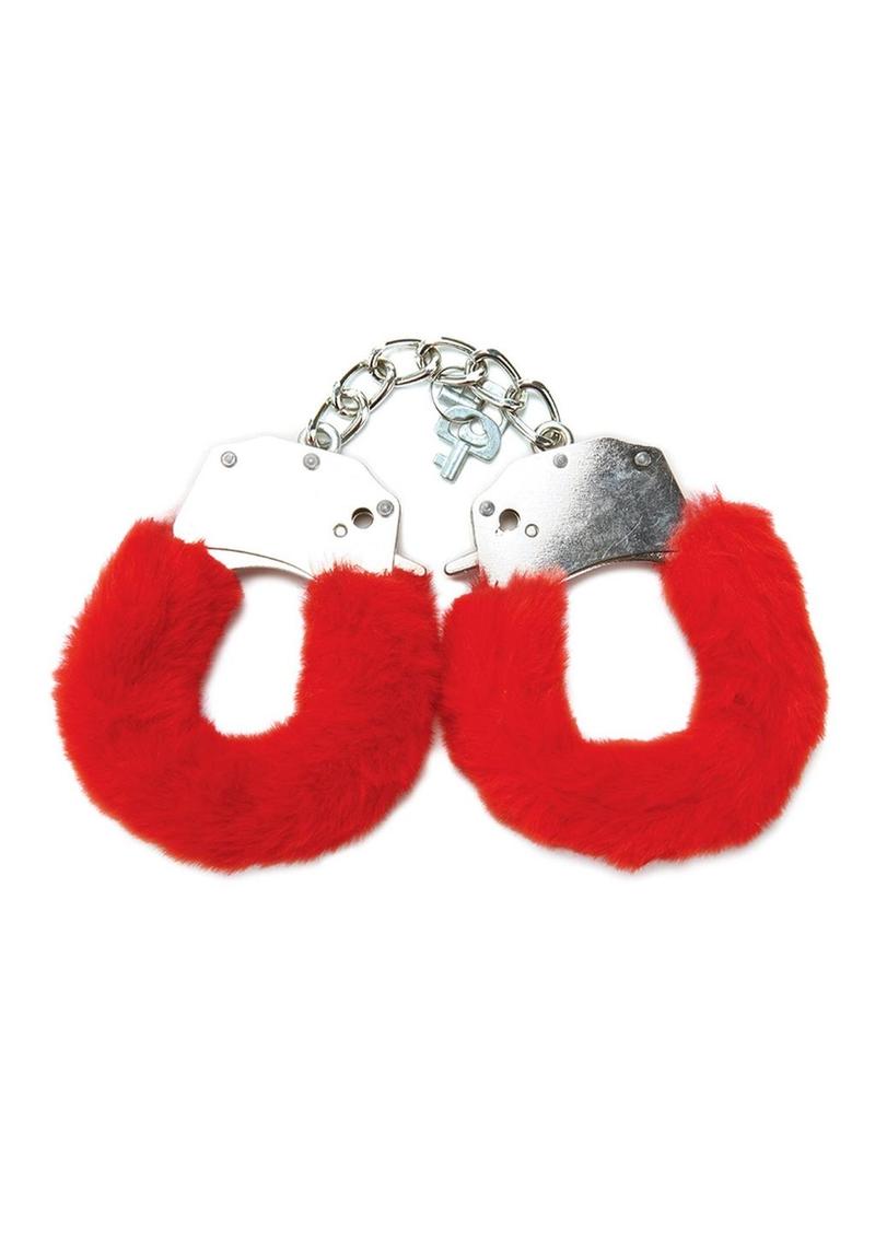 WhipSmart Furry Cuffs with Eye Mask - Red