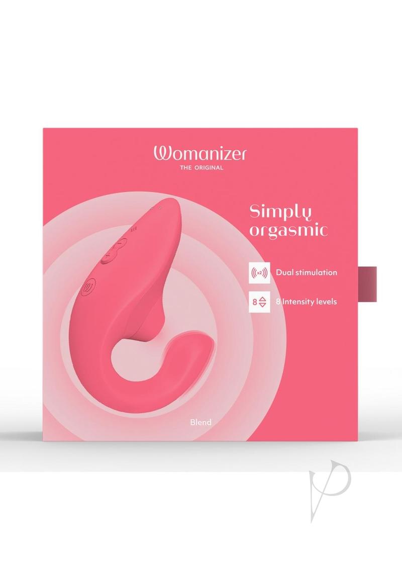 Womanizer Blend Rechargeable Silicone Vibrator with Clitoral Stimulator - Vibrant - Rose